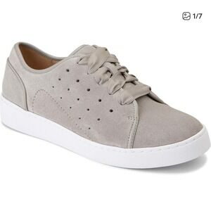 Vionic Keke Gray Suede Orthotic Lace Up Sneakers Womens 11